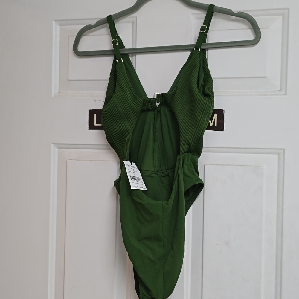 New Robin Piccone Green One Piece Swimsuit Womens 2 Lily Basil Cutout Ribbed - Picture 6 of 11